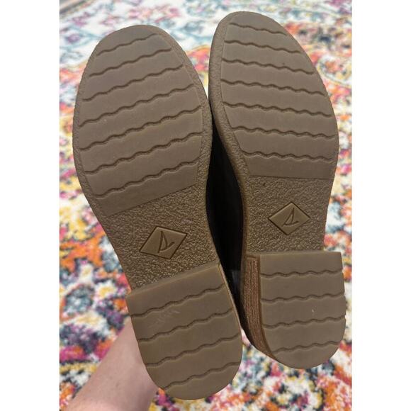 SPERRY Maya Belle Leather Back Zip Ankle Boots Textured Black Size 7.5 - Picture 6 of 7